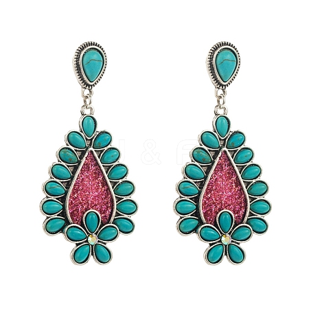 Synthetic Turquoise Stud Earrings PW-WG6A2DF-03-1