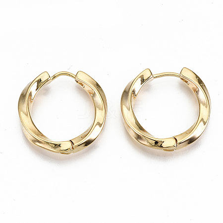 Brass Huggie Hoop Earrings X-KK-T062-45G-NF-1