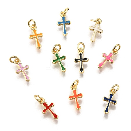Brass Enamel Charms KK-C106-04G-1