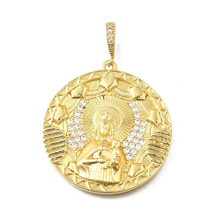 Brass Micro Pave Cubic Zirconia Pendants KK-Q066-19G-1