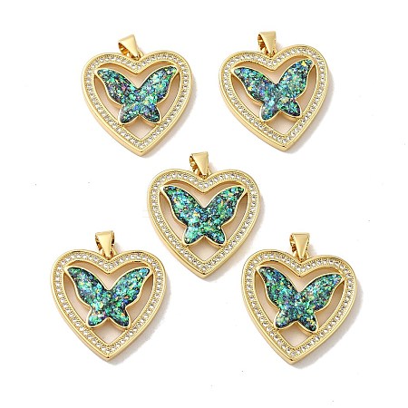 Rack Plating Brass Micro Pave Cubic Zirconia Pendants KK-D088-02G-1