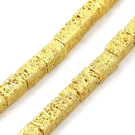 Electroplated Natural Lava Rock Beads Strands G-I360-K02-01-1