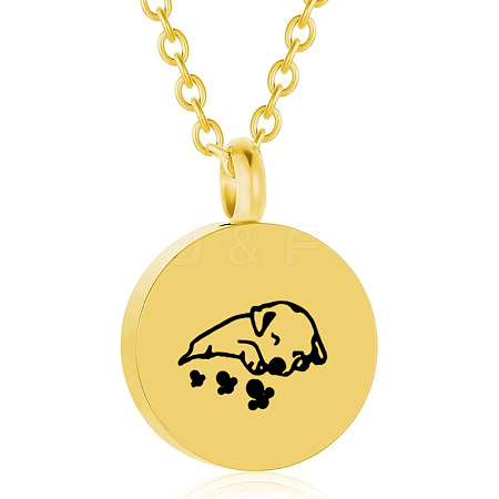 Flat Round with Dog Pendant Necklace PW-WG45E97-03-1