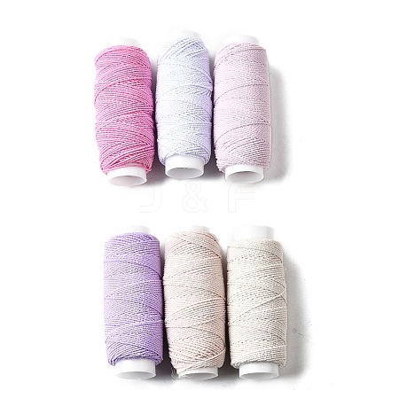 6Pcs 6 Colors Round Polyester Ultra-Thin Elastic Thread for Sewing Machines EW-K001-01C-0.5mm-1