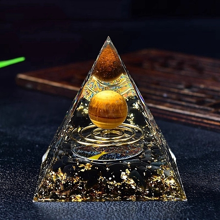 Natural Tiger Eye Orgone Stone Pyramid PW-WG8ED82-09-1