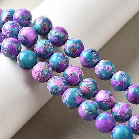 Dyed Natural Magnesite Beads Strands G-L617-D01-8mm-04-1