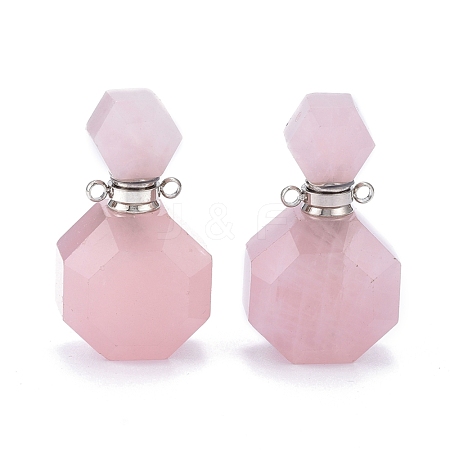 Faceted Natural Rose Quartz Openable Perfume Bottle Pendants G-I287-06P-B-1