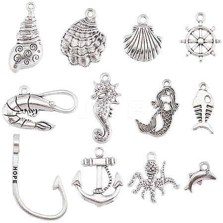 SUNNYCLUE 72Pcs 12 Styles Tibetan Style Alloy Charms FIND-SC0007-72-1