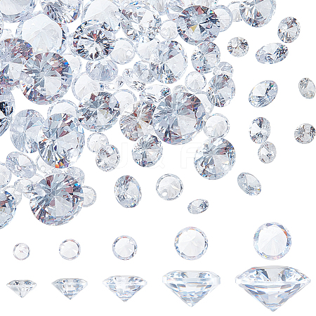   150Pcs 5 Style Cubic Zirconia Pointed Back Charms ZIRC-PH0001-35-1