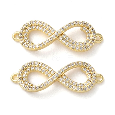 Rack Plating Brass Micro Pave Cubic Zirconia Infinity Connector Charms KK-C084-23D-G-1