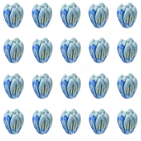 20Pcs Opaque Resin Flower Rose Beads RESI-YW0004-99C-1