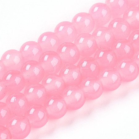 Baking Painted Imitation Jade Glass Round Bead Strands X-DGLA-Q021-6mm-03-1