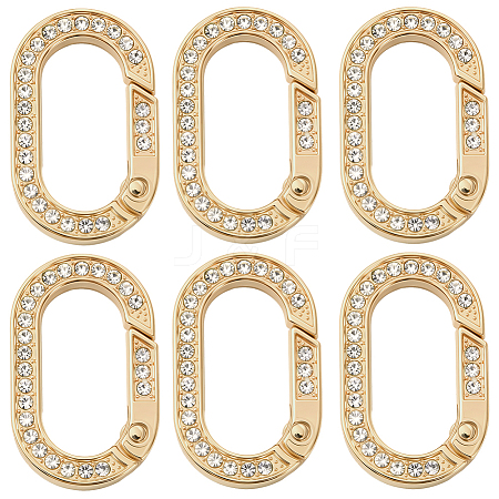 10Pcs Zinc Alloy Crystal Rhinestone Spring Gate Rings FIND-SC0019-51A-1