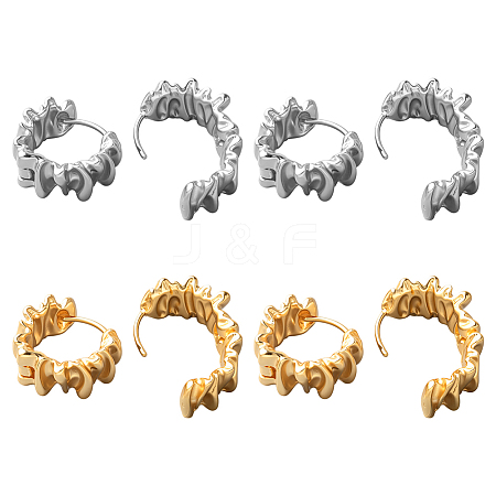 4 Pairs 2 Colors Brass Hoop Earrings EJEW-GO0003-26-1