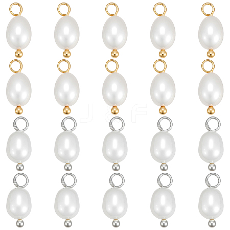 20Pcs 2 Colors Natural Cultured Freshwater Pearl Rice Charms PALLOY-PH01895-1