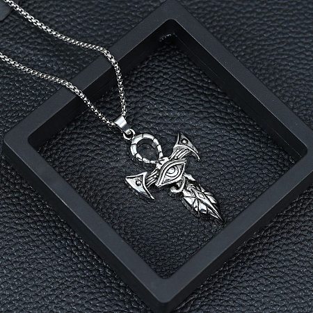 Alloy Eye of Ra Ankh Cross Pendant Necklaces NJEW-R001-04P-1