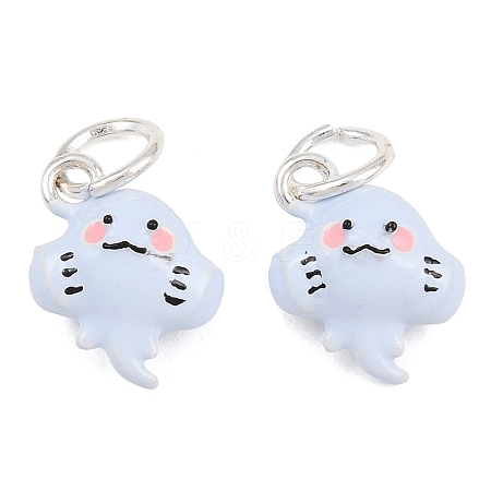 Alloy with Light Sky Blue Enamel Pendants AL-CBA415D-39S-1