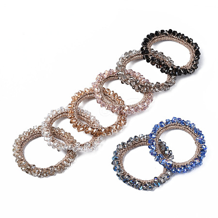 Bling Glass Beads Braided Stretch Bracelet BJEW-S144-005-1