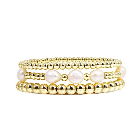 Temperament Magnet Gold Elastic Bracelet Baroque Imitation Pearl Multi layered Layered Bracelet Small and Popular Bracelet BK8855-2-1