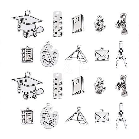 100pcs 10 Style Tibetan Style Alloy Pendants for Teachers' Day TIBEP-CJ0001-28-1