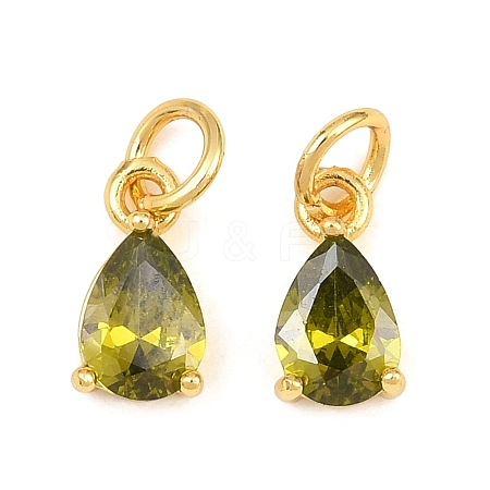 Brass Pave Cubic Zirconia Charms KK-K340-51G-06-1