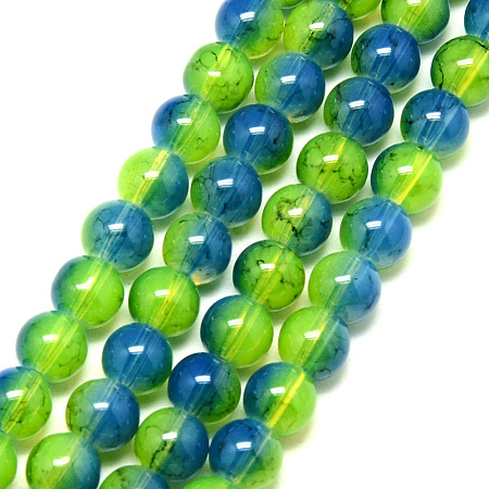 Baking Painted Glass Beads Strands X-DGLA-Q023-8mm-DB63-1