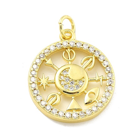 Rack Plating Brass Micro Pave Cubic Zirconia Pendants KK-D359-18G-1