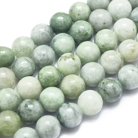  Jewelry Beads Findings Natura Myanmar Jade Beads Strands, Round, 8mm, Hole: 1mm; about 49pcs/Strand, 15.75