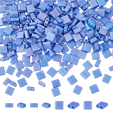 300Pcs 2 Styles 2-Hole Opaque Colours Glass Seed Beads SEED-HS0001-06F-1