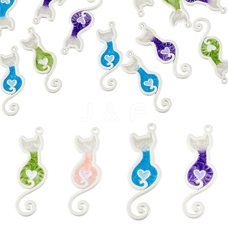 20Pcs 4 Colors Spray Painted Alloy Enamel Pendants FIND-SZ0005-78-1