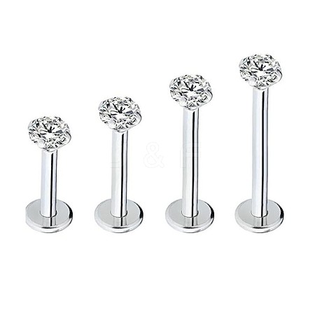 G23 Titanium Steel Clear Cubic Zirconia Threadless Labret Stud WG700A9-11-1