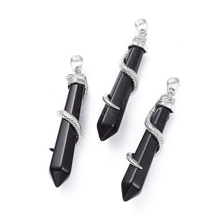 Natural Obsidian Big Pointed Pendants G-F696-B01-1