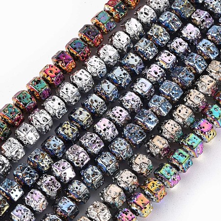 Electroplated Natural Lava Rock Beads Strands G-T114-72-1