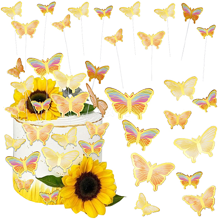 12 Sets 3 Colors Butterfly Cake Topper Sets DIY-SC0024-76-1