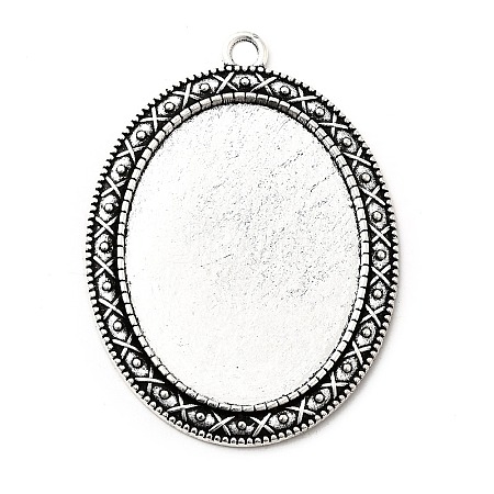 Tibetan Style Zinc Alloy Pendant Cabochon Settings TIBEP-M004-06AS-RS-1
