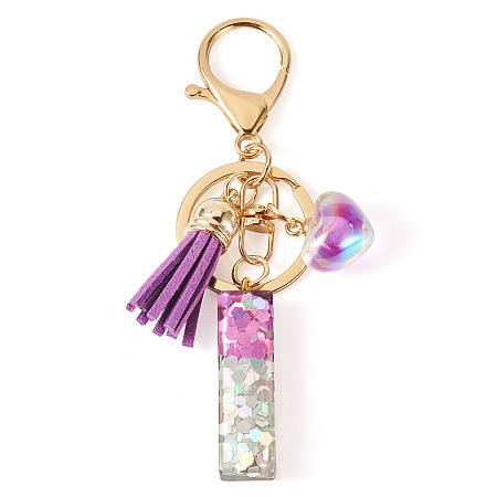 Alloy Resin Heart Keychains KEYC-TADJ0002-01G-I-1