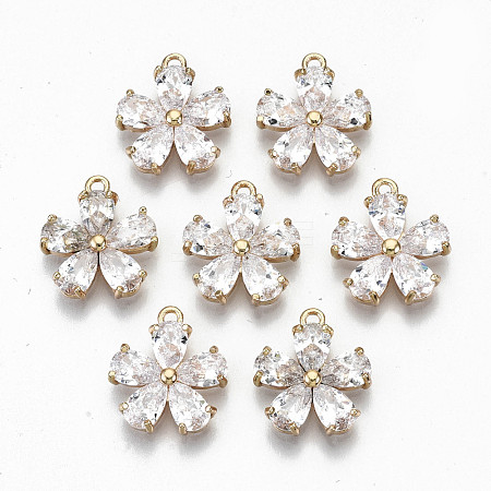 Brass Micro Pave Cubic Zirconia Pendants KK-S359-064-RS-1