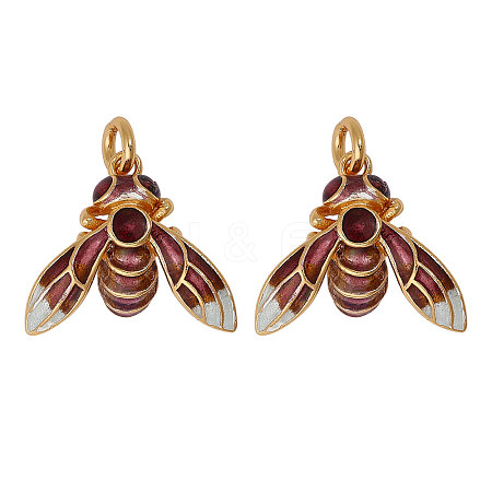 2Pcs 925 Sterling Silver Enamel Bees Pendants STER-CA0001-14-1