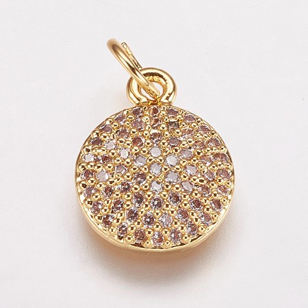 Brass Cubic Zirconia Charms KK-P134-25G-1