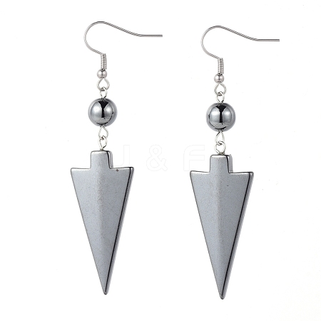 Non-Magnetic Synthetic Hematite Dangle Earrings EJEW-JE03731-04-1