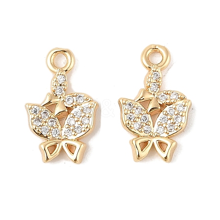 Brass Micro Pave Clear Cubic Zirconia Pendants KK-R219-10G-1