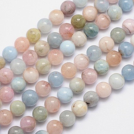 Natural Morganite Round Bead Strands G-I159-10mm-1