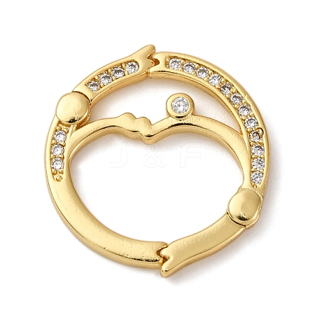 Flat Round Brass Micro Pave Cubic Zirconia Twister Clasps KK-P308-51G-1