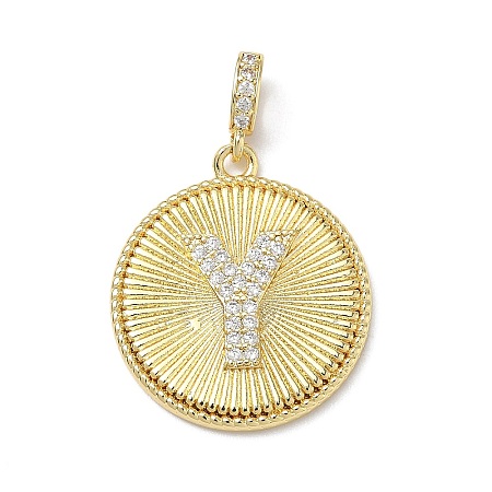 Brass Micro Pave Clear Cubic Zirconia Pendants KK-L253-17G-Y-1