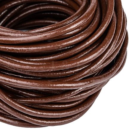 3mm Saddle Brown Color Cowhide Leather Beading Cords X-WL-A002-12-1