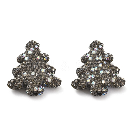 Christmas Tree Polymer Clay Rhinestone Beads CLAY-NH0001-14G-1