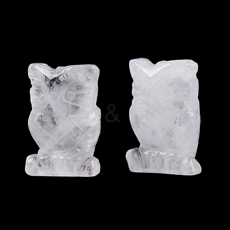 Natural Quartz Crystal Owl Figurine DJEW-N005-05F-1