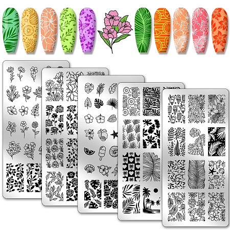 Stainless Steel DIY Nail Art Templates MRMJ-WH0098-011-1