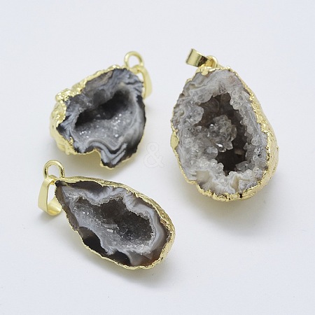 Natural Druzy Agate Pendants KK-L158-49G-1