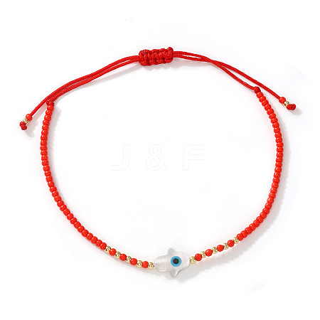 Natural Shell with Evil Eye Beaded Braided Bead Bracelets for Women JK8381-3-1